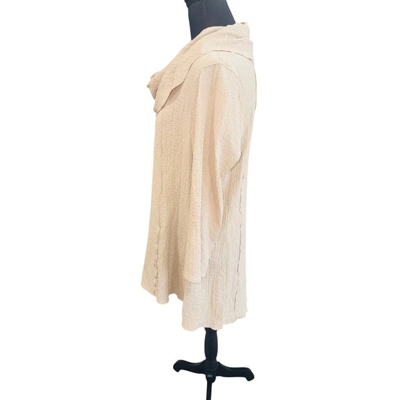 Ali Miles Off White Cowl Neck Waffle Knit Textured Tunic Top S Minimalist Casual - Picture 4 of 9
